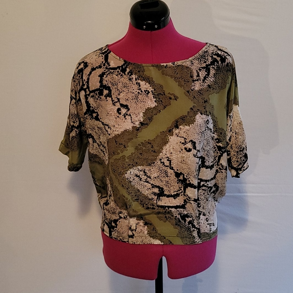 Glam 100% Silk Dolman Short Sleeve Top